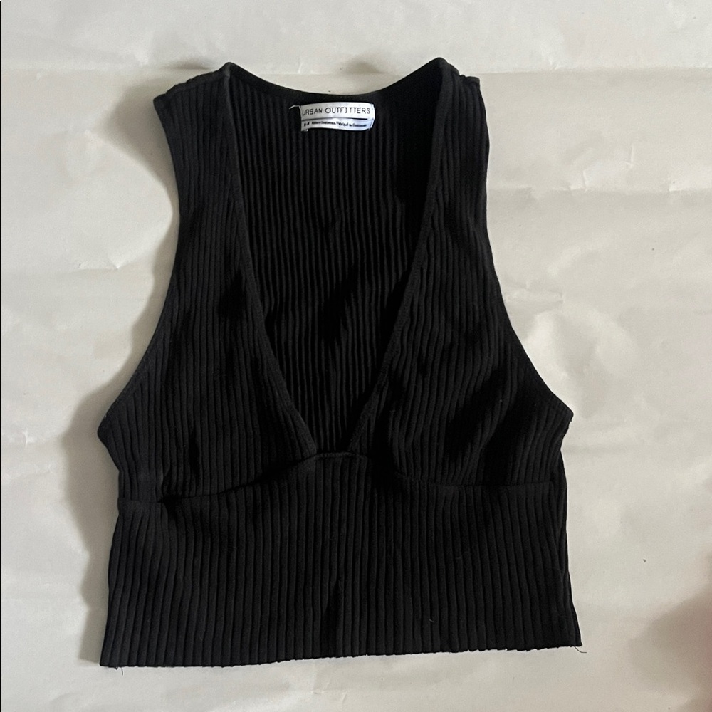 Urban Outfitters Deep V Black Crop Top
